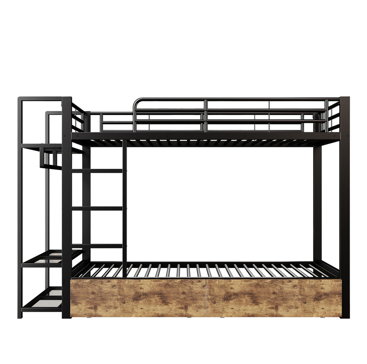 ETAGENBETT 90/200 cm Schwarz mit LED-Lichtleiste ohne Matratze - Schwarz, Metall (90/200cm) - MIVRAY