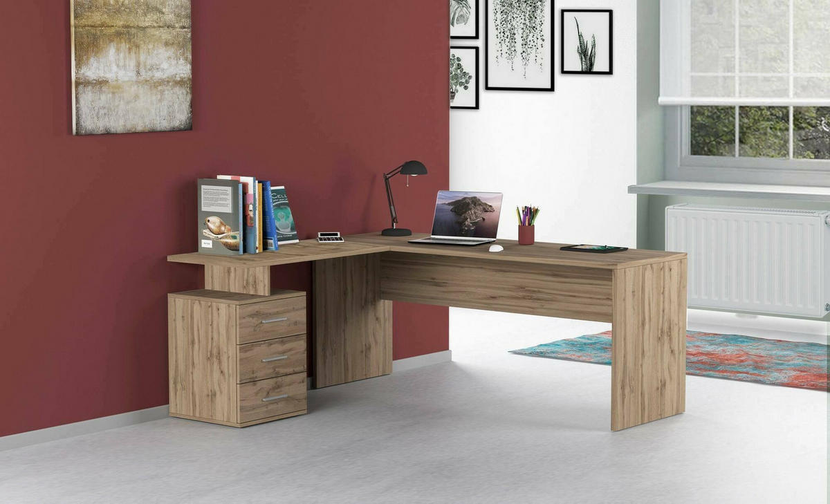 ECKSCHREIBTISCH Eiche 60/180/75 cm - Braun, Holzwerkstoff (60/180/75cm) - DMORA