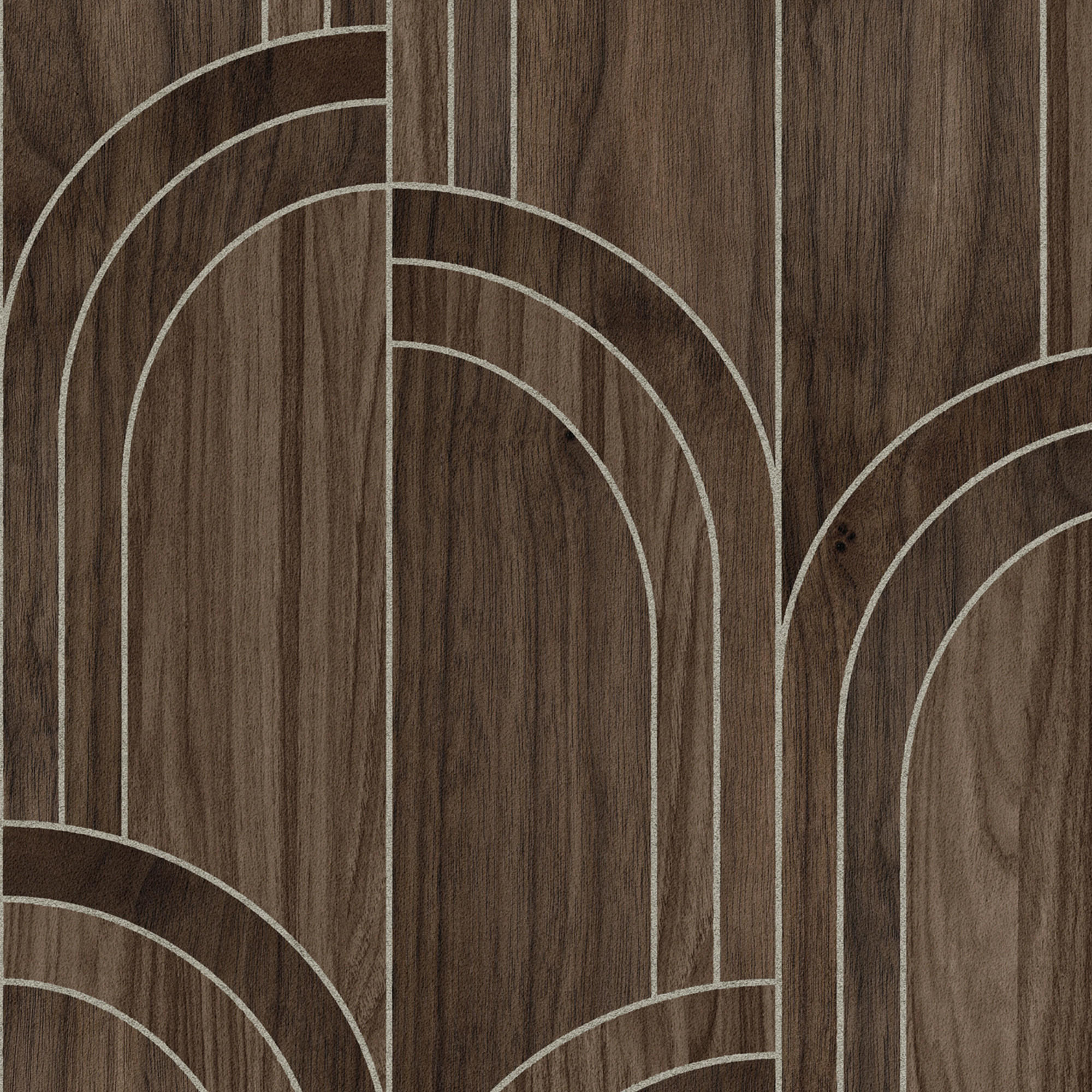 VLIESTAPETE - Modella Holz Walnuss - Braun, Papier/Kunststoff (52/1000cm) - Sublime
