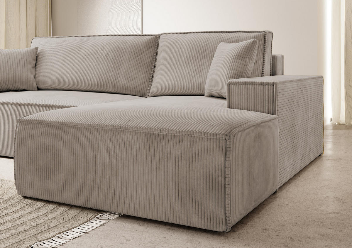 ECKSOFA Farese Beige Cord - Beige, Textil (267/167cm) - Selsey