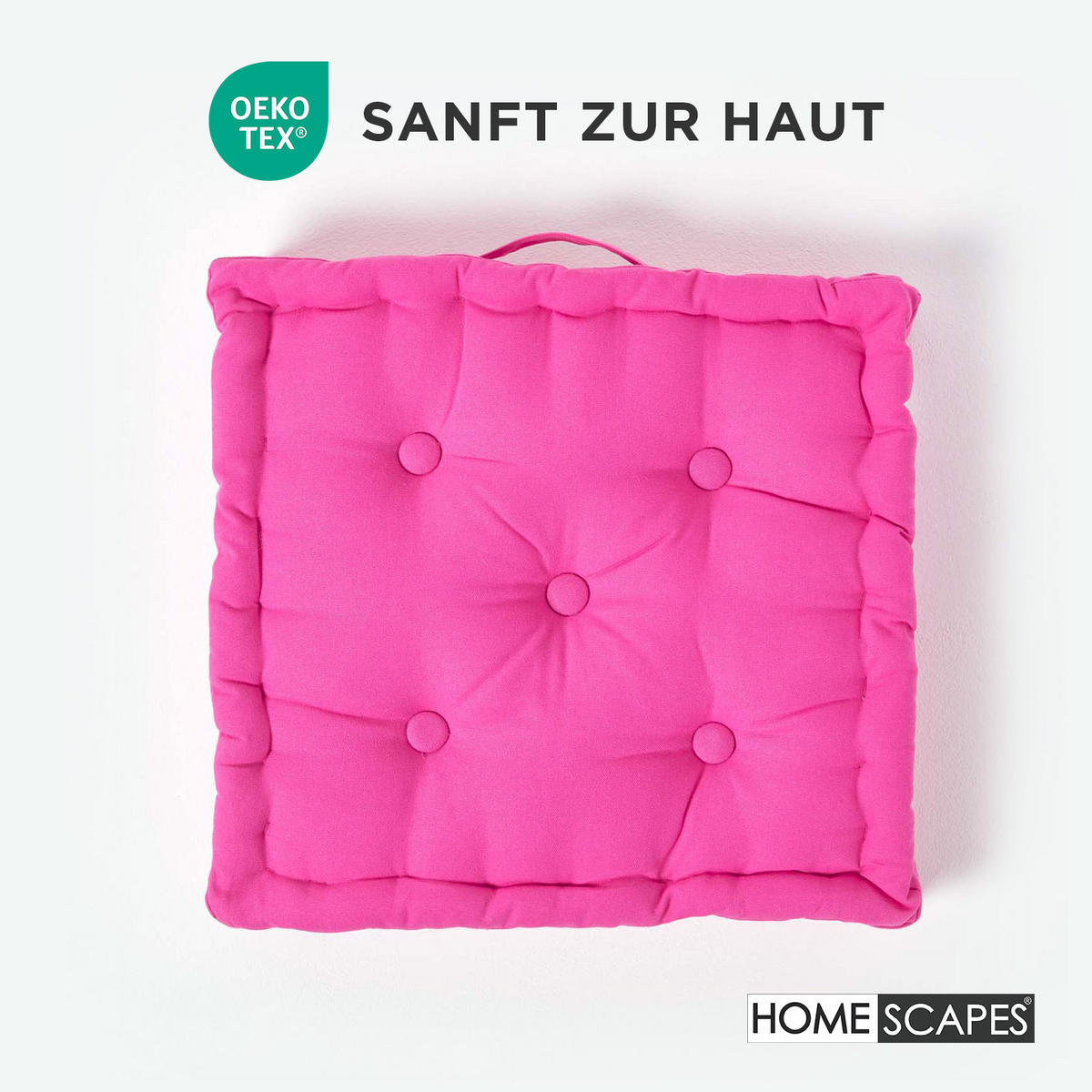 SITZKISSEN pink 50/50/10 cm – Bodenkissen unifarben - Rosa, Textil (50/50/10cm) - Homescapes
