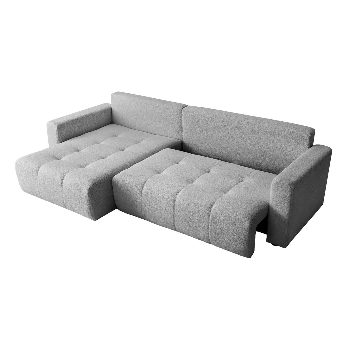 ECKSOFA WALONGO mit Schlaffunktion, Hellgrau - Hellgrau, Textil (261/143cm) - Fedve