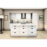 INSELKÜCHE Provence Andersen Pinie – 340 cm + Insel 180 cm – K27-G340 - Schwarz/Pinienfarben, Holzwerkstoff/Metall (340/212/60cm) - ROYAL24_MARKT