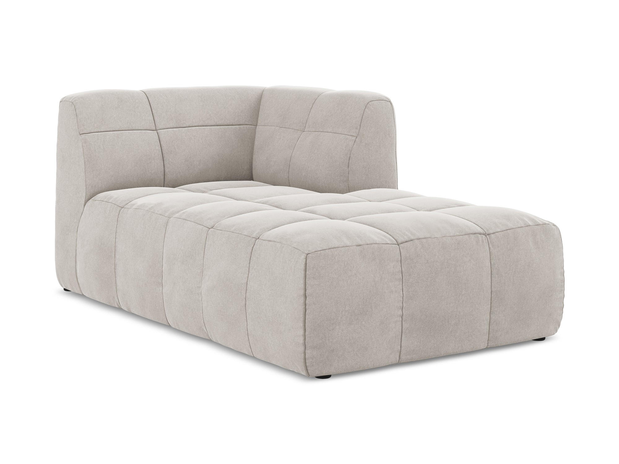 SOFAELEMENT Rechts Samt Stoff Beige - Creme/Schwarz, Holzwerkstoff/Kunststoff (101/77/175cm) - Makamii