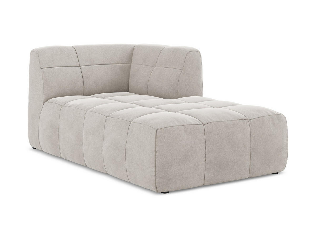 SOFAELEMENT Rechts Samt Stoff Beige - Creme/Schwarz, Holzwerkstoff/Kunststoff (101/77/175cm) - Makamii