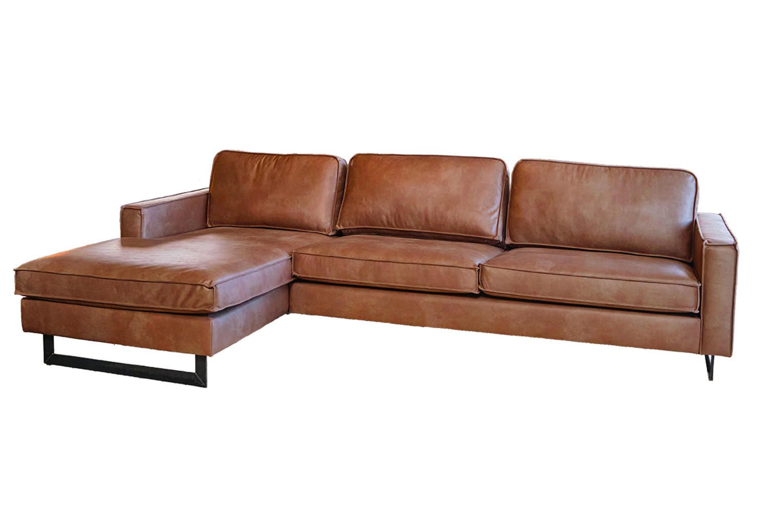 ECKSOFA VILNIUS Braun Kunstleder - Dunkelbraun/Schwarz, Leder/Textil (286/170cm) - KAWOLA