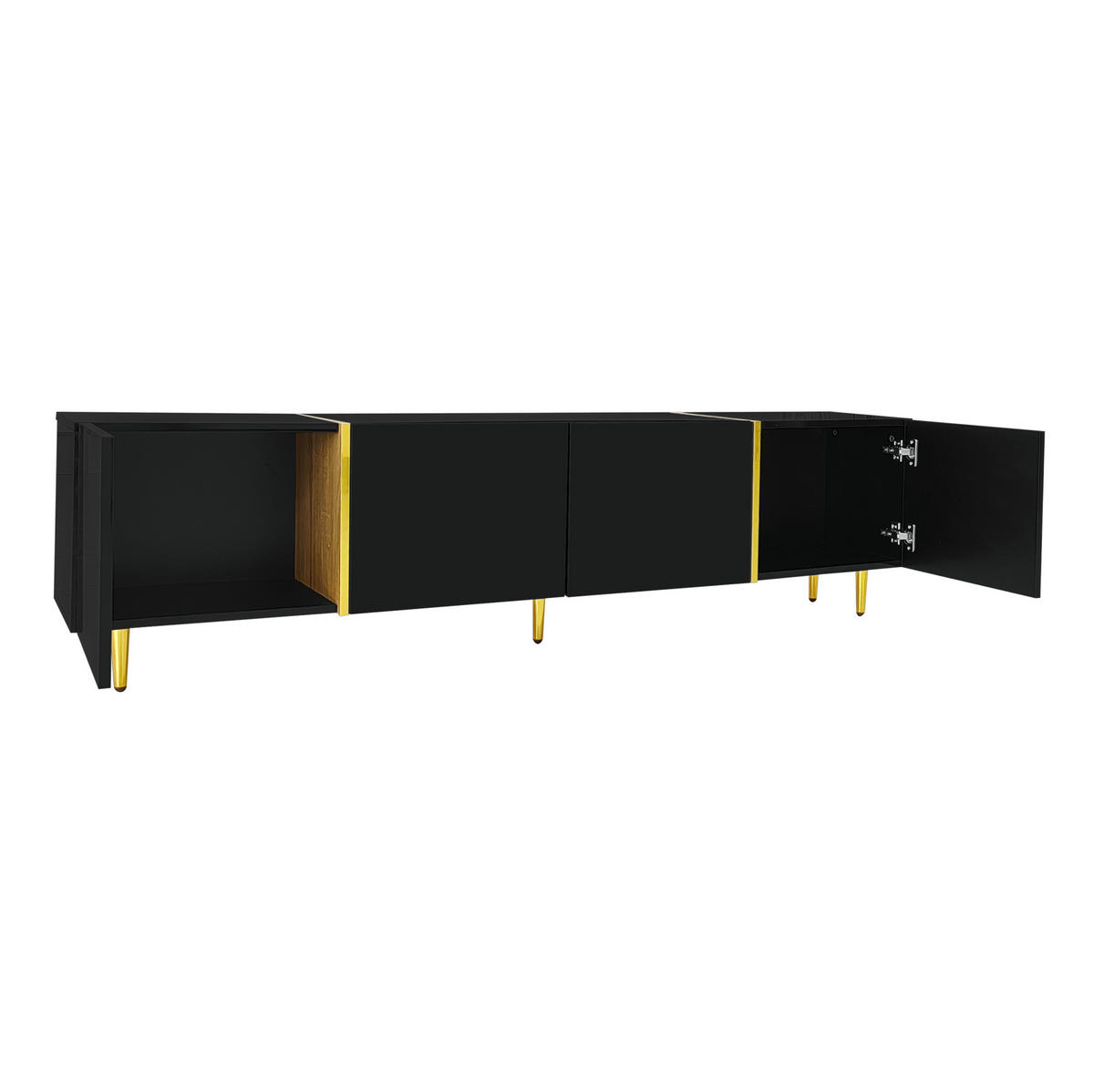 TV-ELEMENT mit 4 Türen 170 x 35 x 46 cm MDF Schwarz Hochglanz - Schwarz, Holzwerkstoff (35/46/170cm) - Beauniv