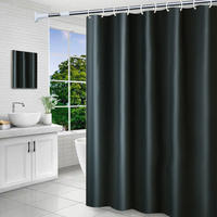 DUSCHVORHANG schnelltrocknend Stoff Polyester wasserdicht maschinenwaschbar Badezimmer halbdurchsichtig mit 12 Clips - Schwarz, Kunststoff (180/200cm) - MCBOSON