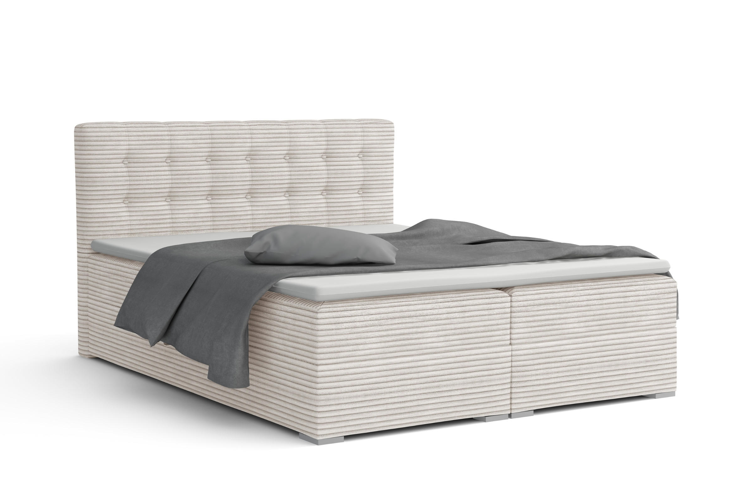 BOXBETT CYNTHIA 160/200 in Cord Ecru H3 - Ecru, Holz/Holzwerkstoff (160/200cm) - Deine Möbel 24