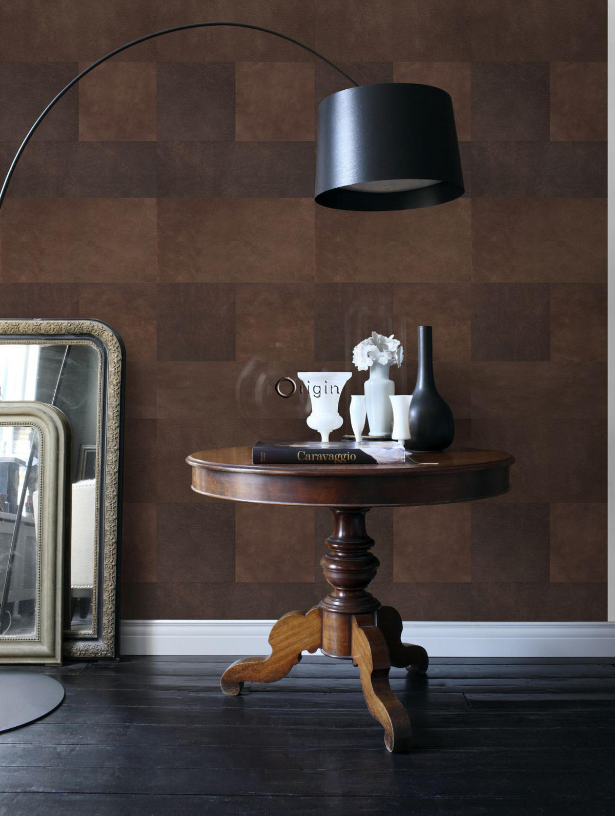 XXL-VLIESTAPETE Fliesenmuster mit Lederoptik 50 x 837 cm - Braun, Papier (50/837cm) - Origin Wallcoverings