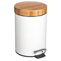 MÜLLEIMER mit einem Bambusdeckel - weiß 3 l 17/17/25,5 cm - Weiß, Metall (17/25.5/17cm) - 5five Simply Smart