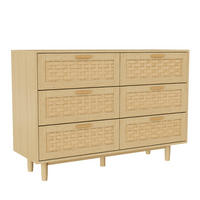 SIDEBOARD 6 Schubladen 115/40/80 cm Rattanoptik für Wohnzimmer - Eichefarben, Holz/Metall (40/95/55cm) - PARAFTA HOME