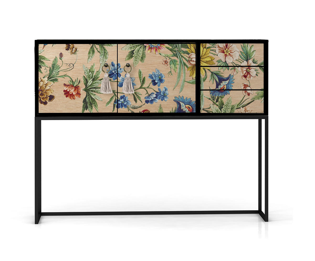 KONSOLE aus MDF mit 2 Türen und 3 Schubladen, florales Muster AMAZONIA - Multicolor, Holzwerkstoff (113/45/88cm) - RNT By Really Nice Things