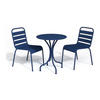 GARTEN-ESSGRUPPE: Tisch D. 60 cm + 2 Stühle - Metall - Dunkelblau - MIRMANDE von MYLIA - Blau, Metall - Vente-Unique