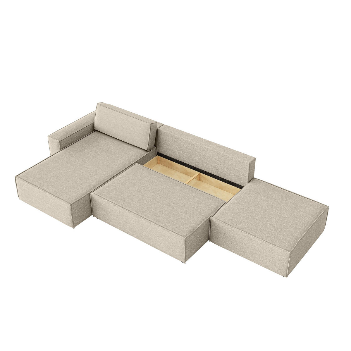 ECKSOFA Lummo La mit Schlaffunktion, Beige - Beige, Textil (363/185cm) - Fedve