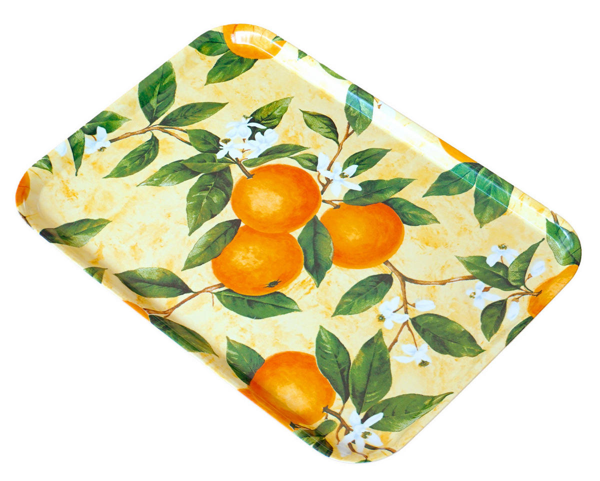 TABLETT Orangenhain, rechteckige Melamin Serviertablett 45x31 cm - Orange, Kunststoff (31/2/45cm) - Lashuma