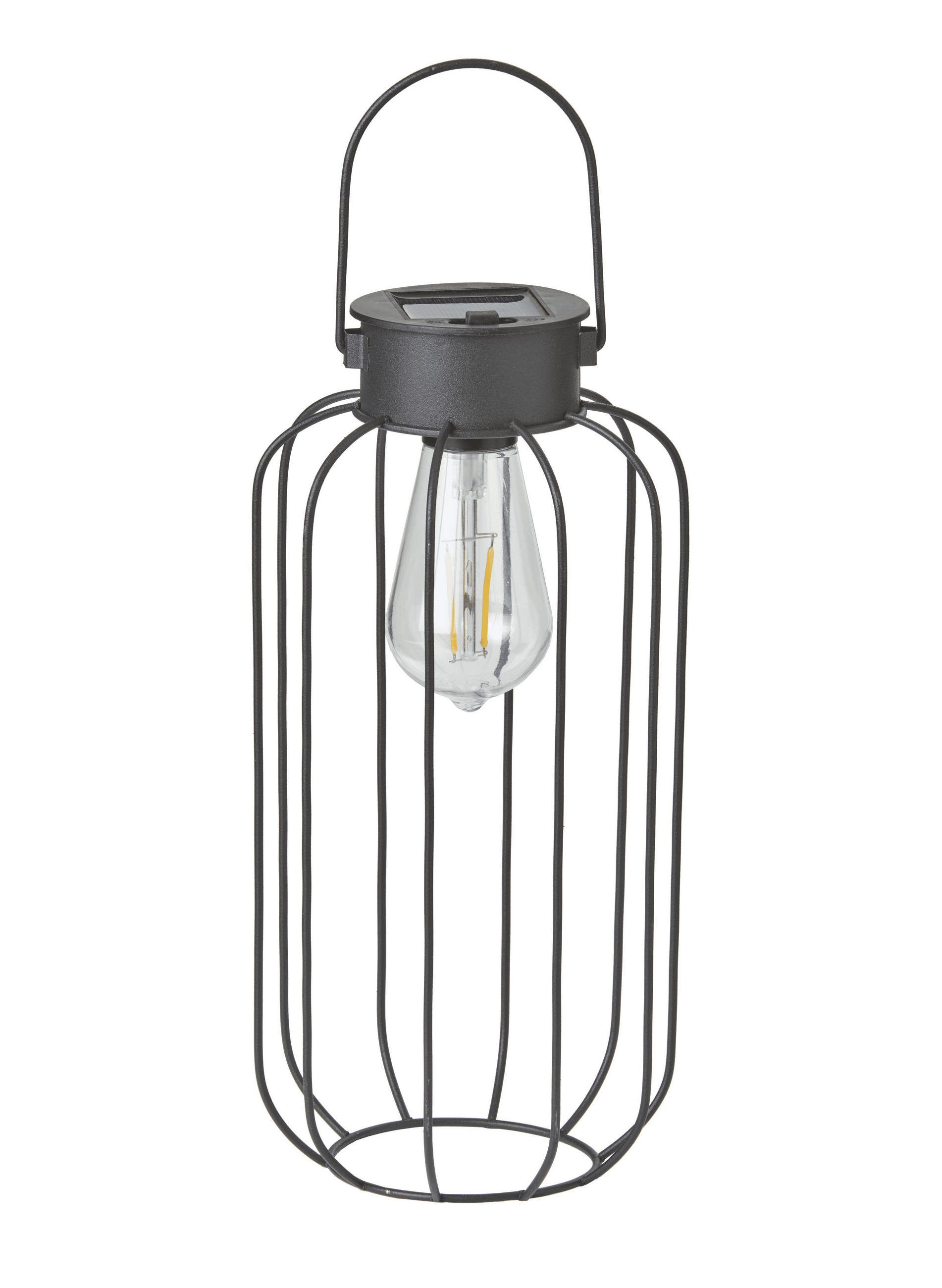 LED-SOLAR-LATERNE Dämmerungssensor Garten Balkon Modern Industrielook IP44 Rund - Schwarz, Metall (13/13/33.2cm) - Northpoint