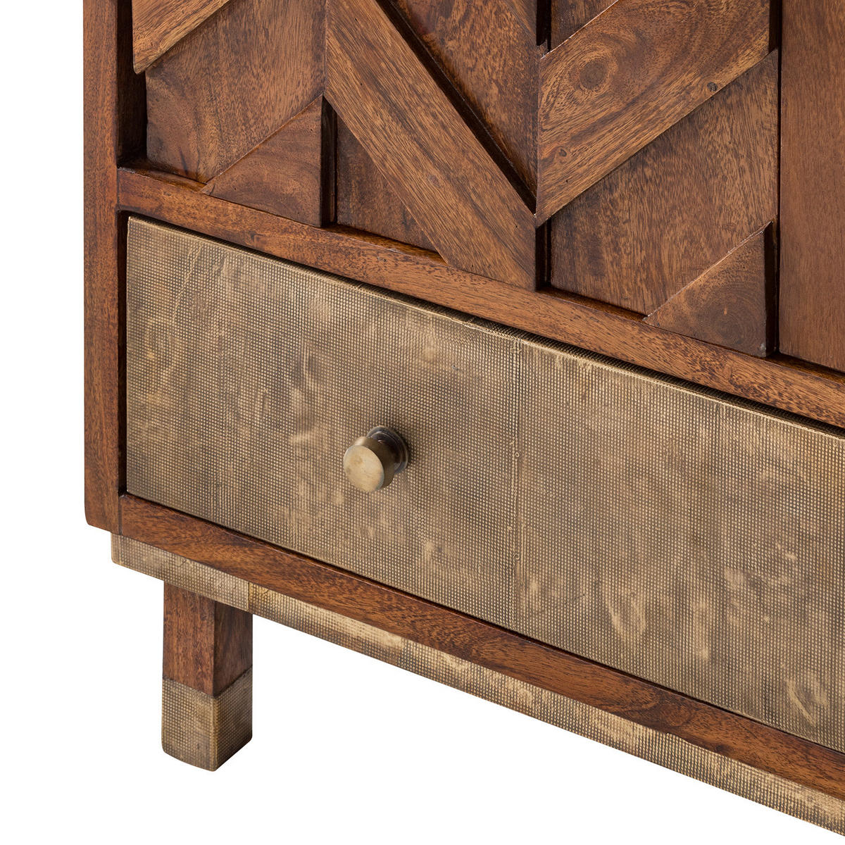 GARDEROBENSET - 4-teilig - Akazie massiv / Metall - Akazie / Gold - Akaziefarben, Holz/Metall (300/192/45cm) - home24