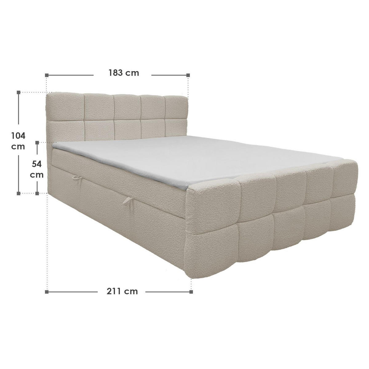 BOXBETT Calgary 180x200 Stoff beige - Beige, Textil (180/200cm) - Juskys