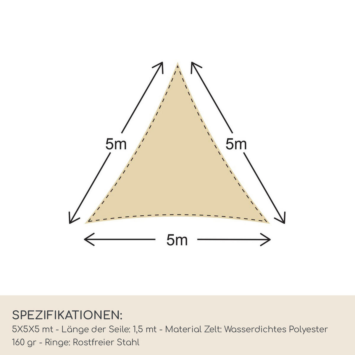 SONNENSEGEL Creme Weiß 500/500/1 cm - Weiß, Kunststoff (500/500cm) - Mobili Rebecca
