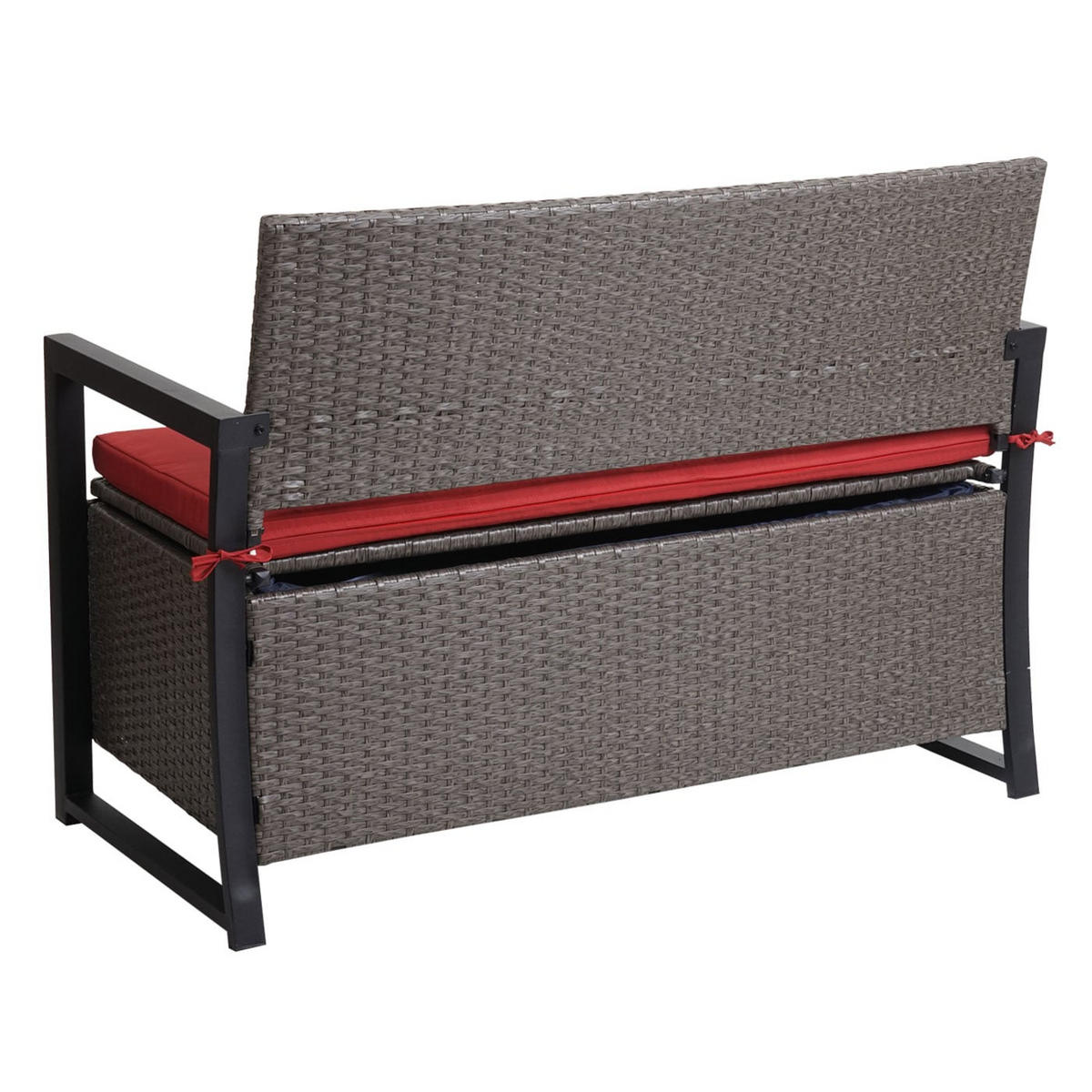 SITZBANK 2er 84x117x57cm Grau-meliert/Rot - Grau, Metall (117/87/57cm) - PROREGAL