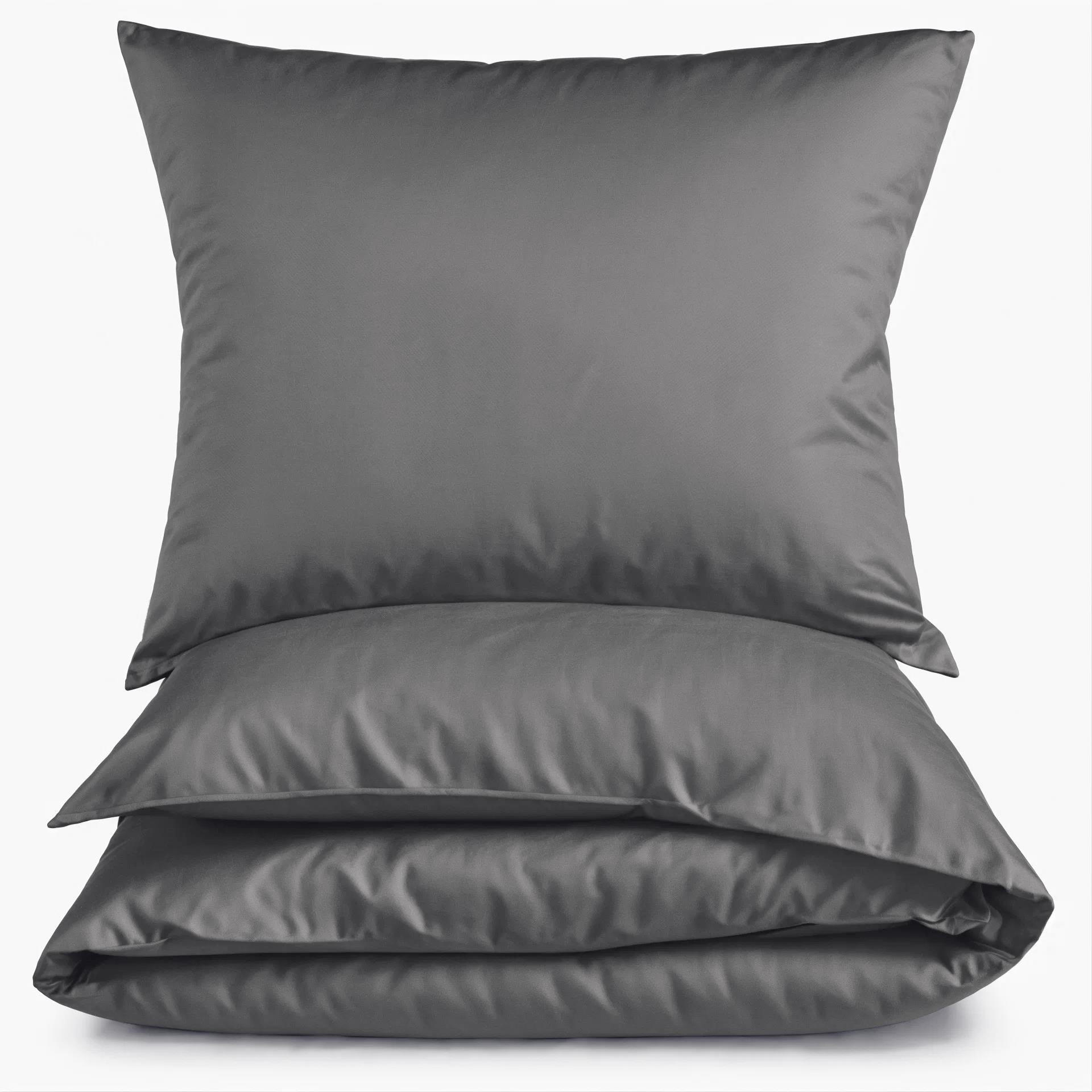 MAKO-SATIN-BETTWÄSCHE 135x200 Bettbezug einfarbig 100% Baumwolle - Uni Anthrazit - Anthrazit, Textil (135/200cm) - Carpe Sonno