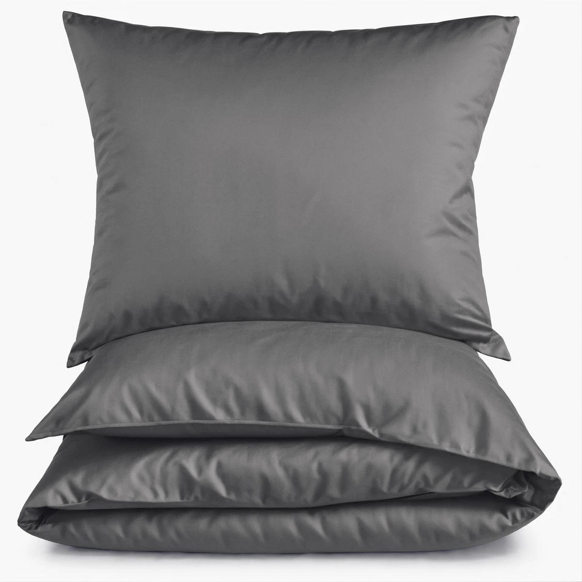 MAKO-SATIN-BETTWÄSCHE 135x200 Bettbezug einfarbig 100% Baumwolle - Uni Anthrazit - Anthrazit, Textil (135/200cm) - Carpe Sonno