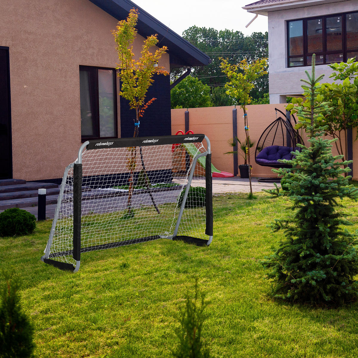 FUSSBALLTOR - Multicolor, Textil/Metall (150/75cm) - Relaxdays