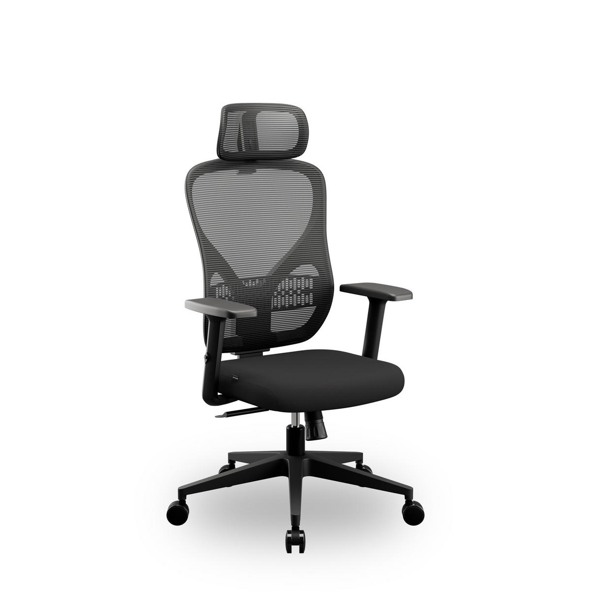 BÜROSTUHL mit Kopfstütze ORBIT - Schwarz, Textil (52/124/47cm) - Jan Nowak