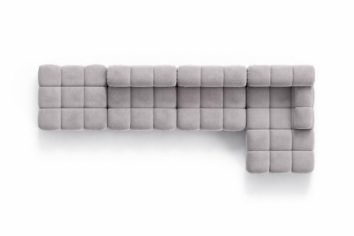 ECKSOFA L-Form XL, Stoff Velours Salvador, Grau, Rechts, Selia L XL - Grau, Holz (380/160cm) - Kaiser Möbel