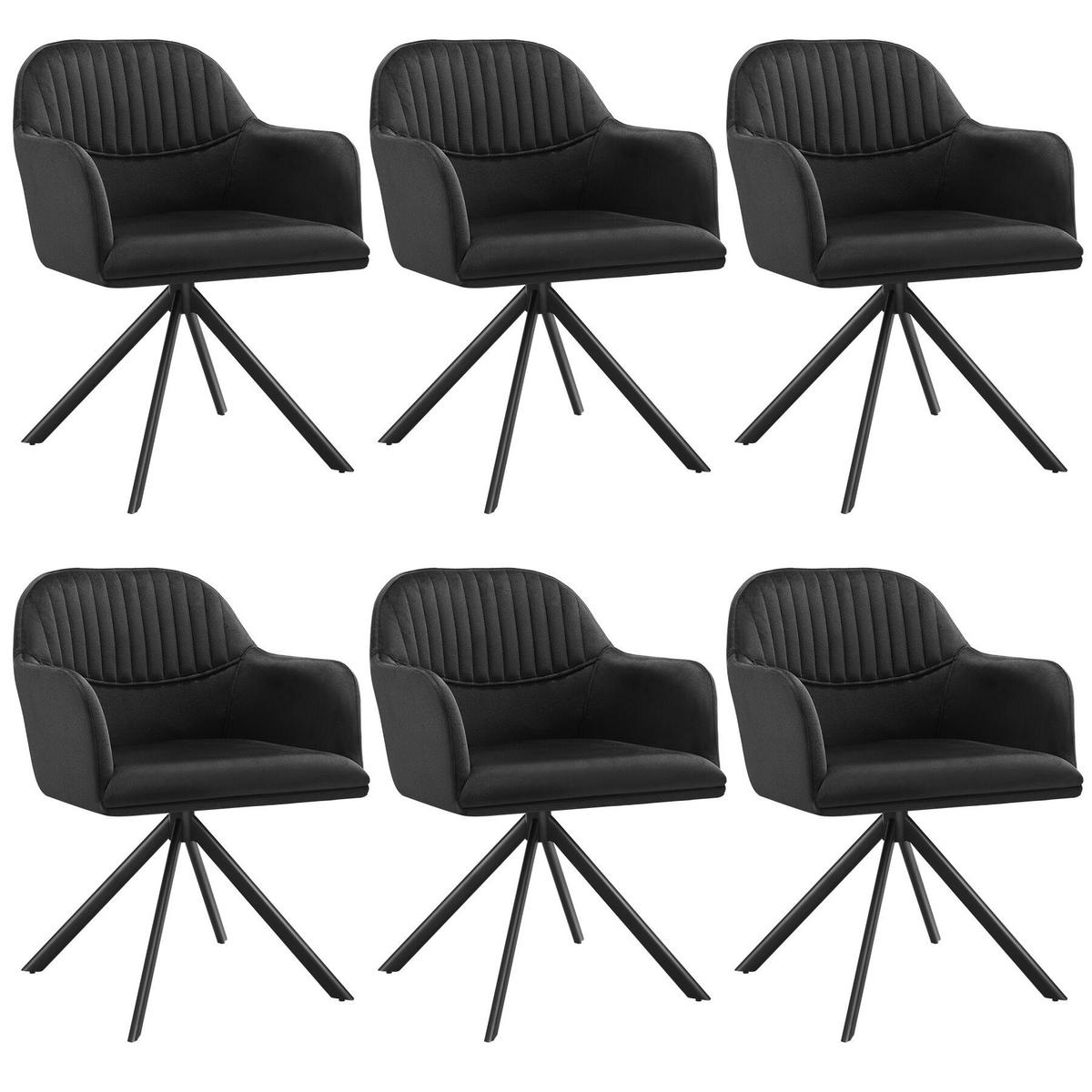 DREHSTUHL 6er Set Lona 56 x 59 x 81 cm schwarz/schwarz - Schwarz, Textil (56/81/59cm) - tectake