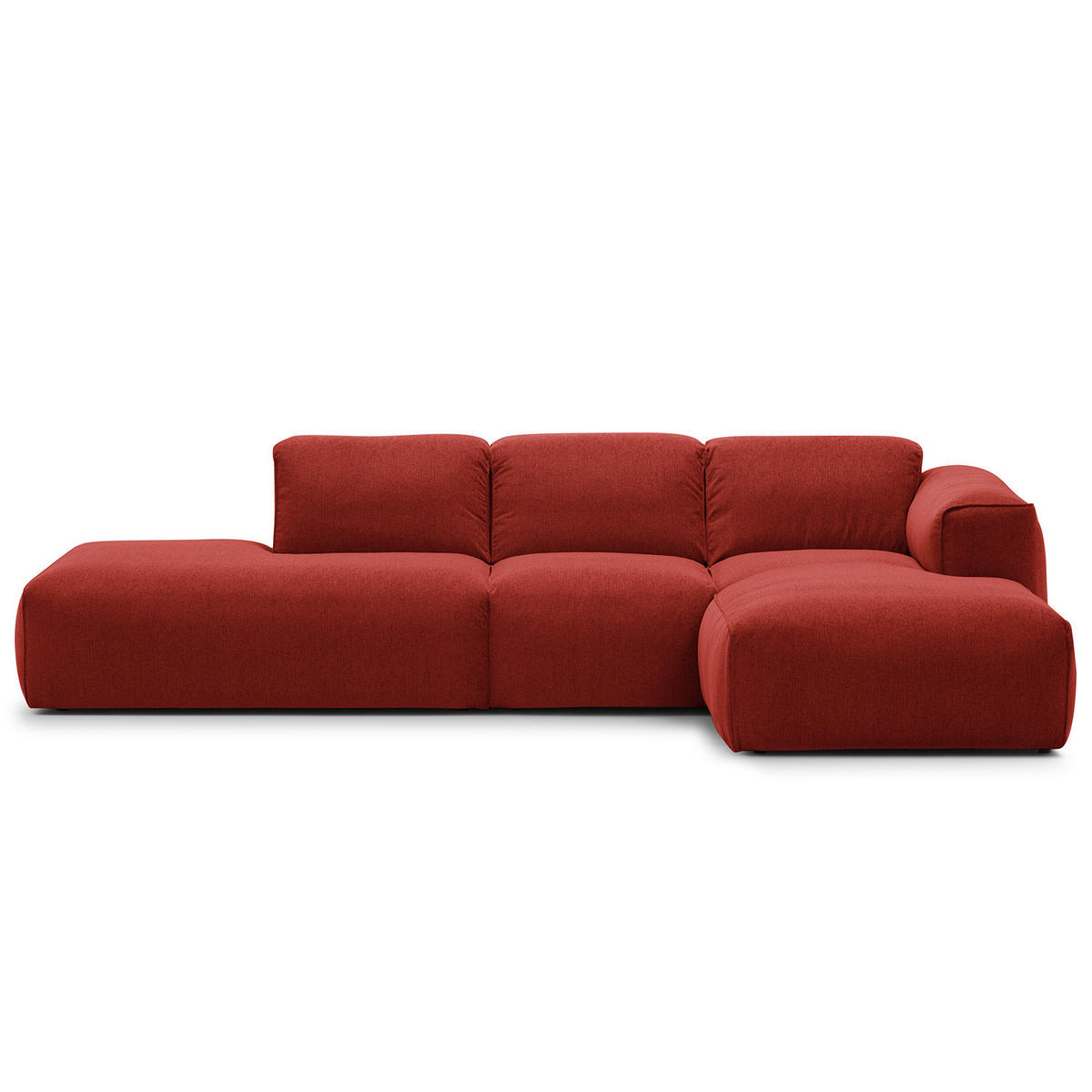 ECKSOFA mit Chaiselongue - Rot/Schwarz, Kunststoff/Textil (290/173cm) - home24
