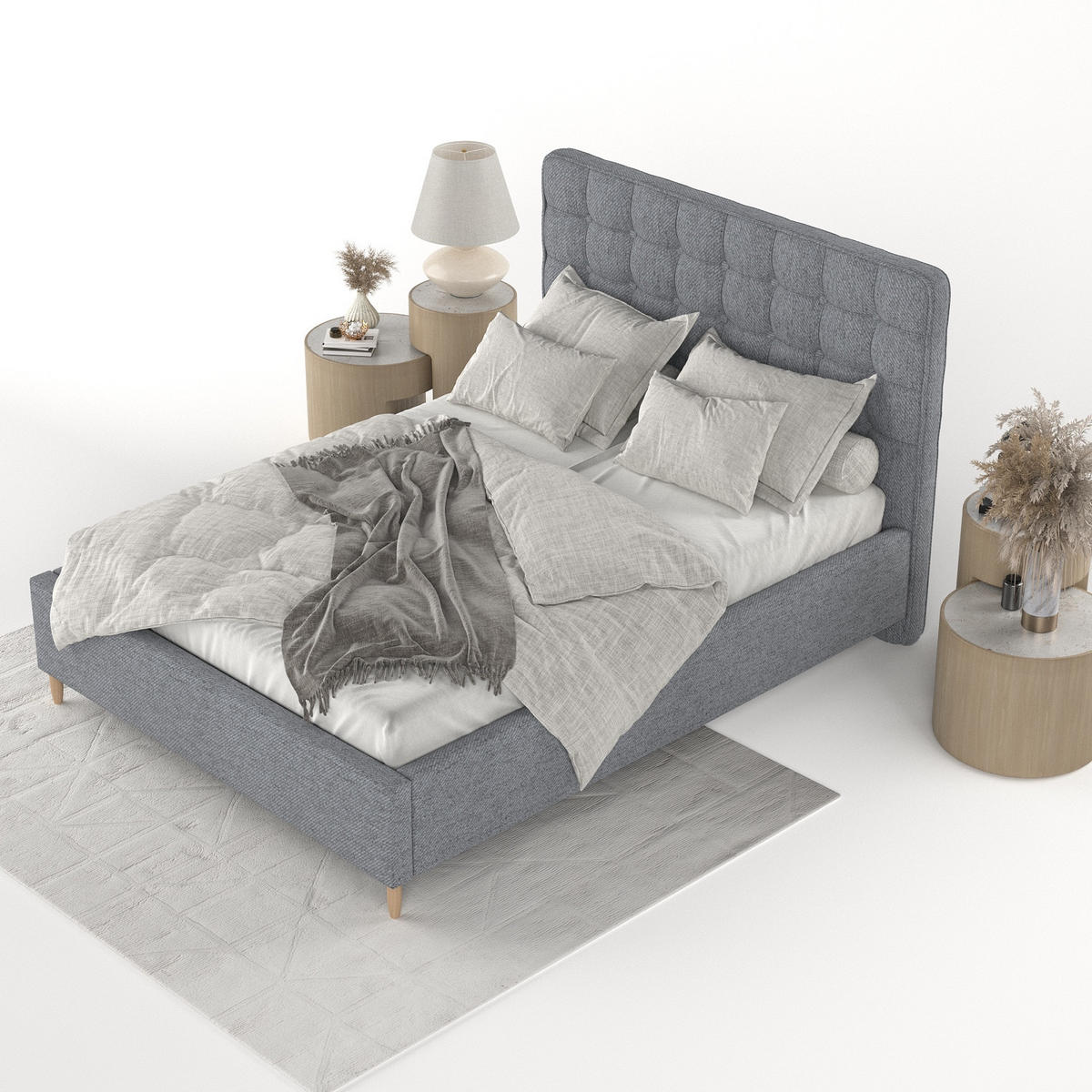 POLSTERBETT Paloma 120/200 cm Grau im Neve Stoff - Naturfarben/Grau, Holz/Holzwerkstoff (120/200cm) - AltaBeds
