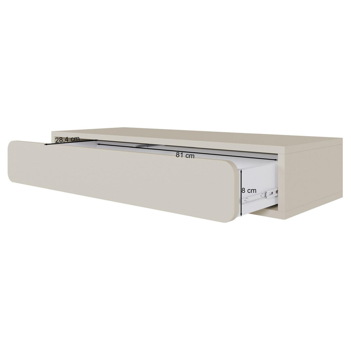 HÄNGEKONSOLE Wuwu Greige mit Schublade 90 cm - Taupe, Holzwerkstoff (90/17/35cm) - Selsey