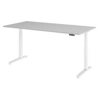 SCHREIBTISCH elektrisch XBHM 100/200/74 cm in Grau/Weiß/Alu poliert - Weiß/Grau, Holzwerkstoff (100/200/74cm) - bümö