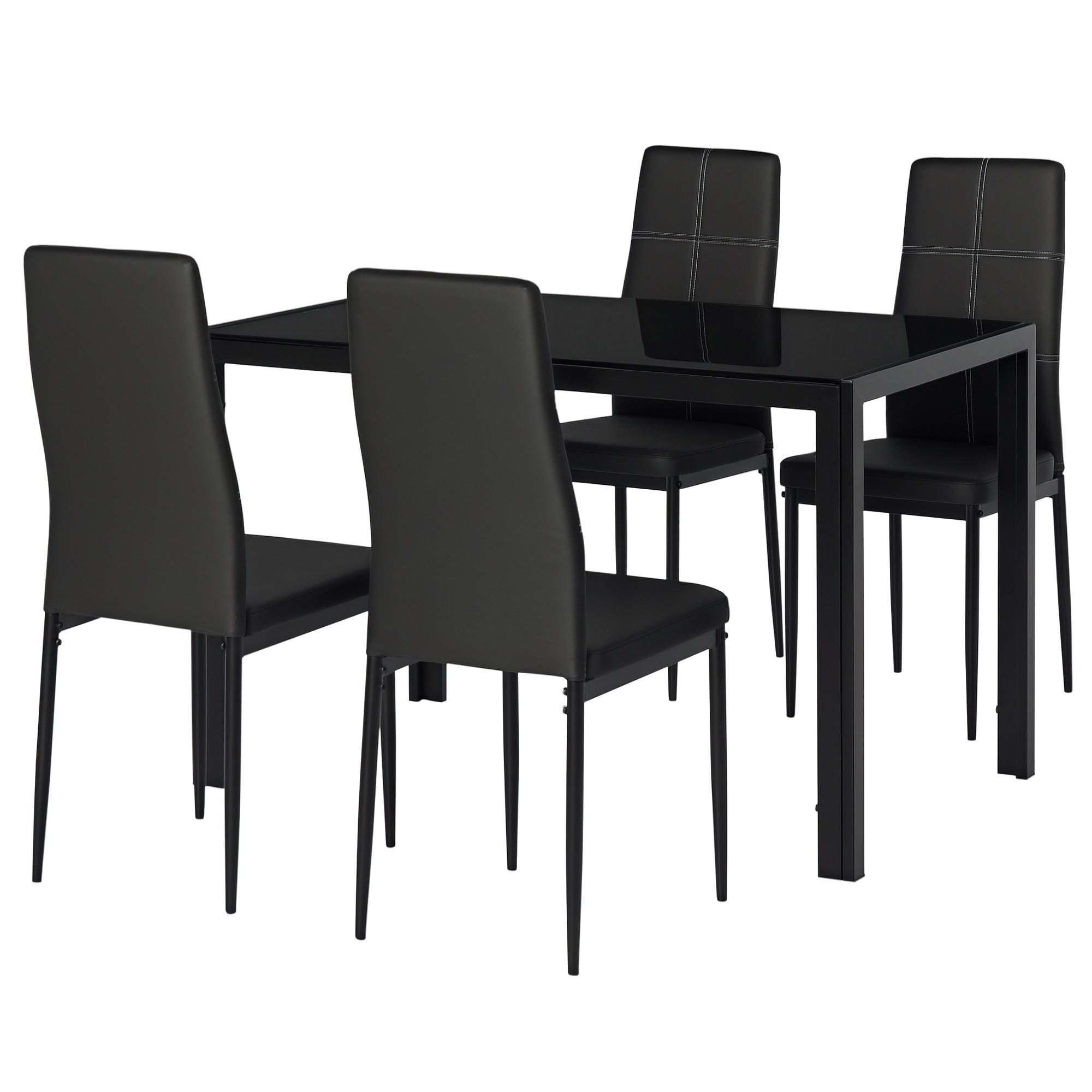 ESSGRUPPE, Stahl-Holz 5-teilig, schwarz - Schwarz, Metall (70/75/120cm) - Vallsero