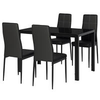 ESSGRUPPE, Stahl-Holz 5-teilig, schwarz - Schwarz, Metall (70/75/120cm) - Vallsero