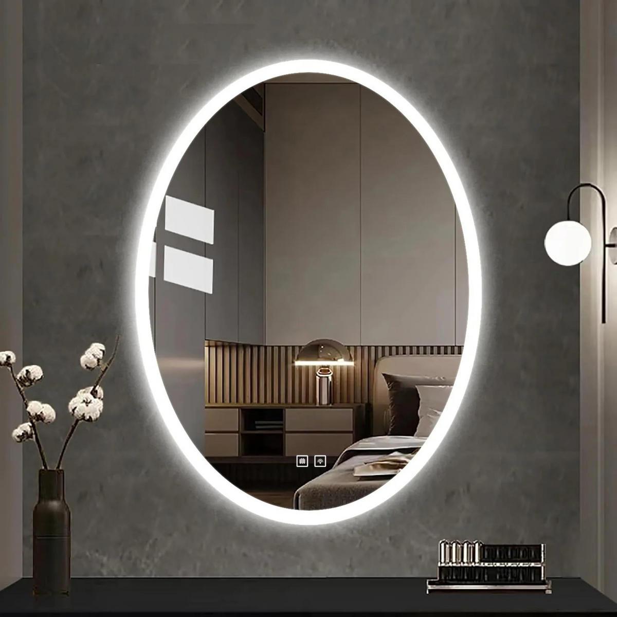 SPIEGEL Rea Led 60x80cm Wwa - Chromfarben, Glas (60/80/2cm) - REA