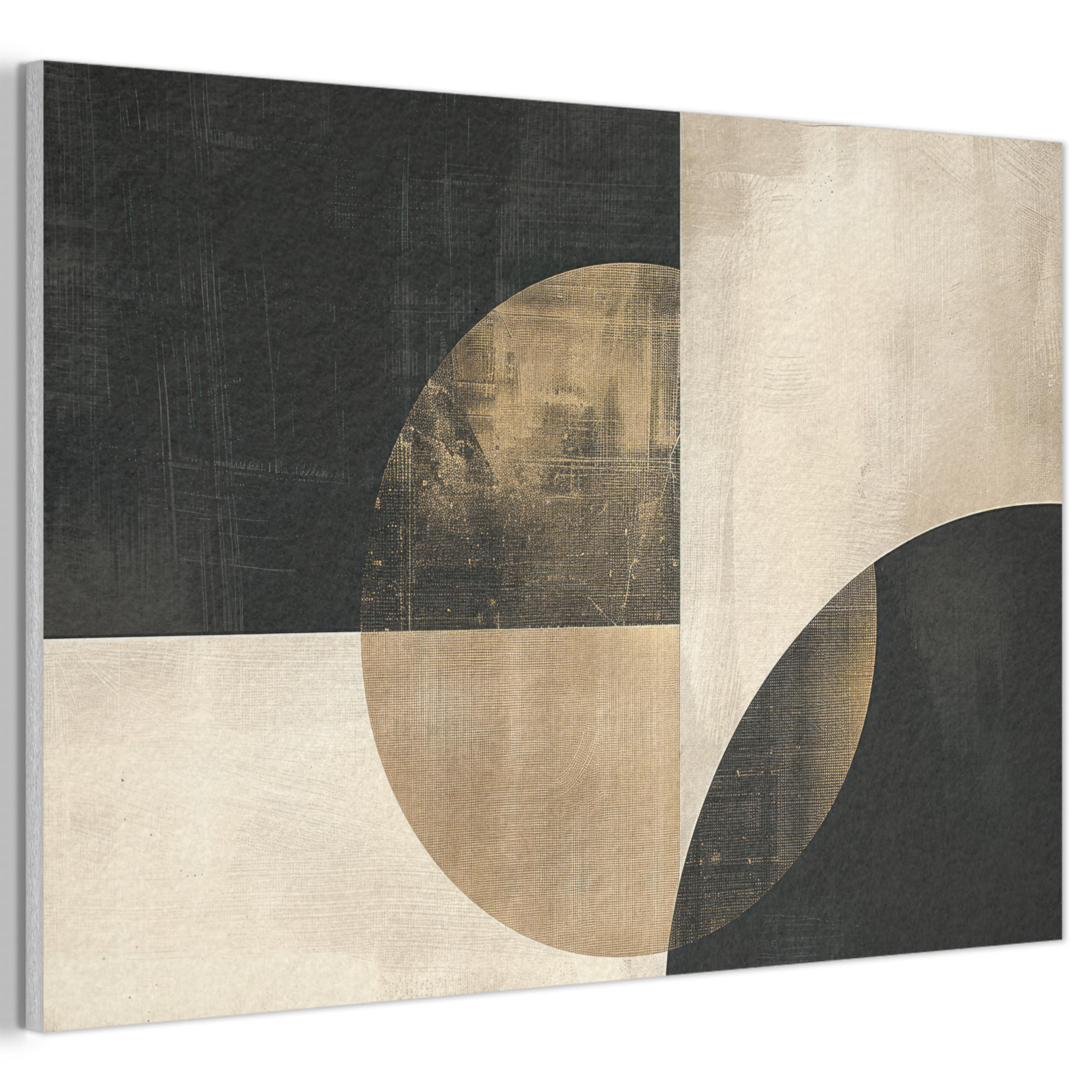AKUSTIKBILD Abstrakt - Geometrische Formen - Schwarz - Gold Akustikpaneele 90x60 cm - Ecru, Kunststoff (90/60/0.9cm) - MuchoWow