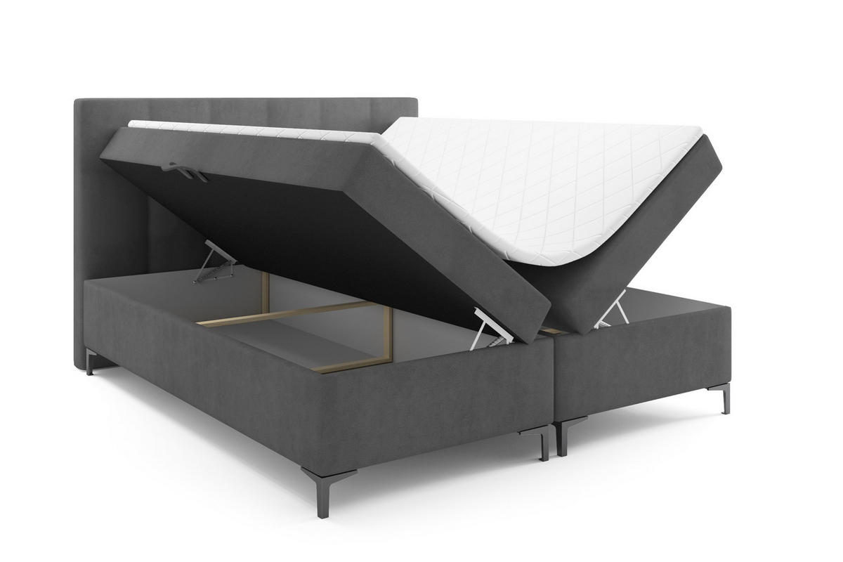 BOXBETT Denver 120x200 Dunkelgrau - Dunkelgrau, Textil/Metall (120/200cm) - VLR BEDS