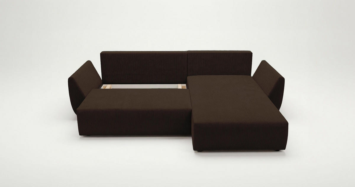 ECKSOFA SYDNEY rechts braun Cord Poso 6 - Schlaffunktion, Bettkasten - Braun, Textil (280/175cm) - Cornero