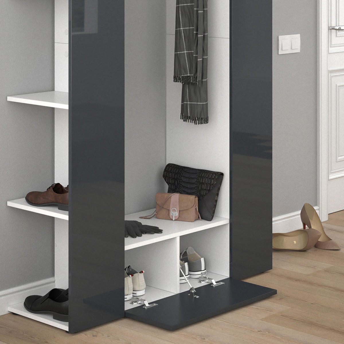 GARDEROBE Mats Anthrazit 36.6 x 191 cm - Anthrazit, Holzwerkstoff (36.6/191/106cm) - Vicco