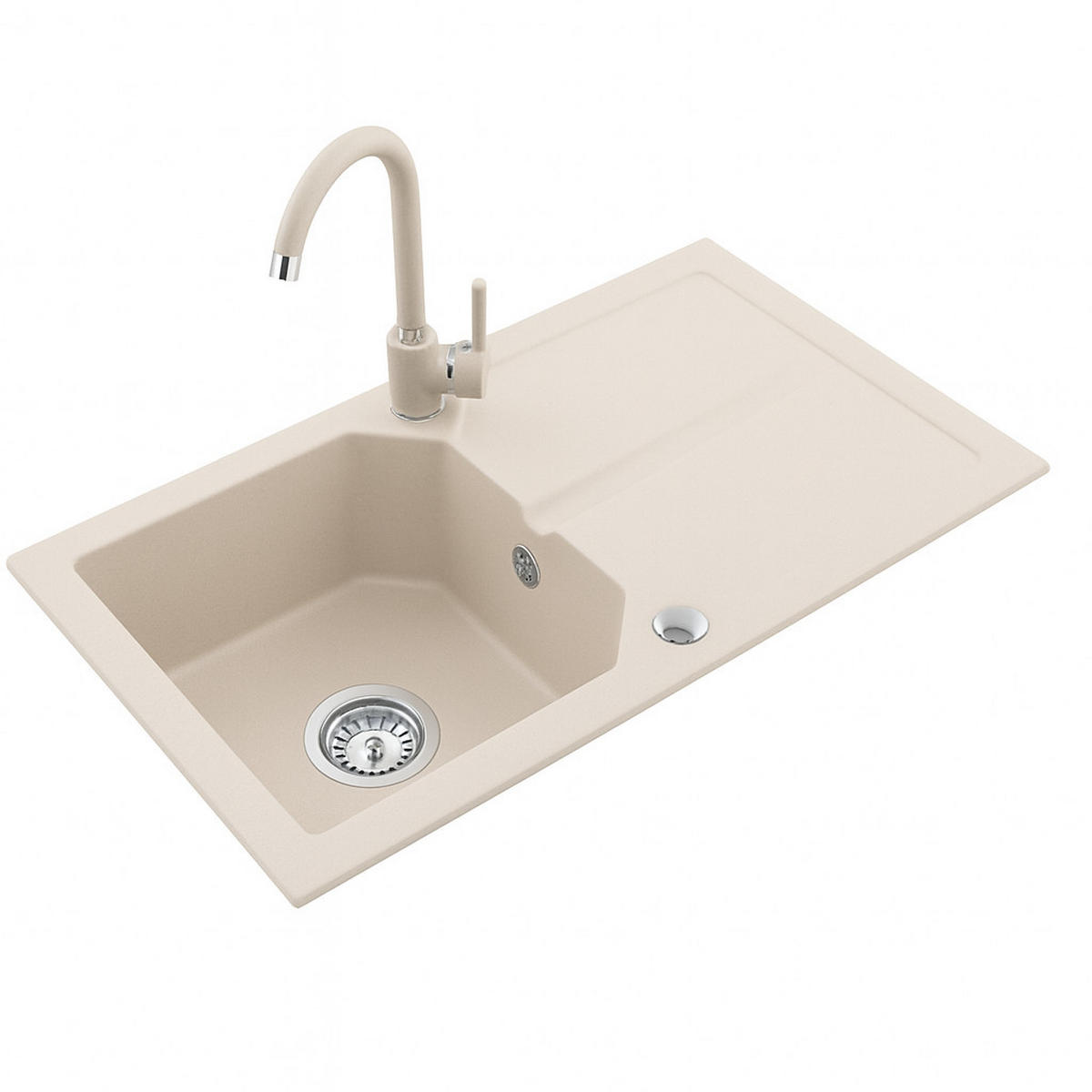 GRANITSPÜLE KDO sandfarben 750x435mm - Creme, Holzwerkstoff (43/17/43cm) - roe furniture