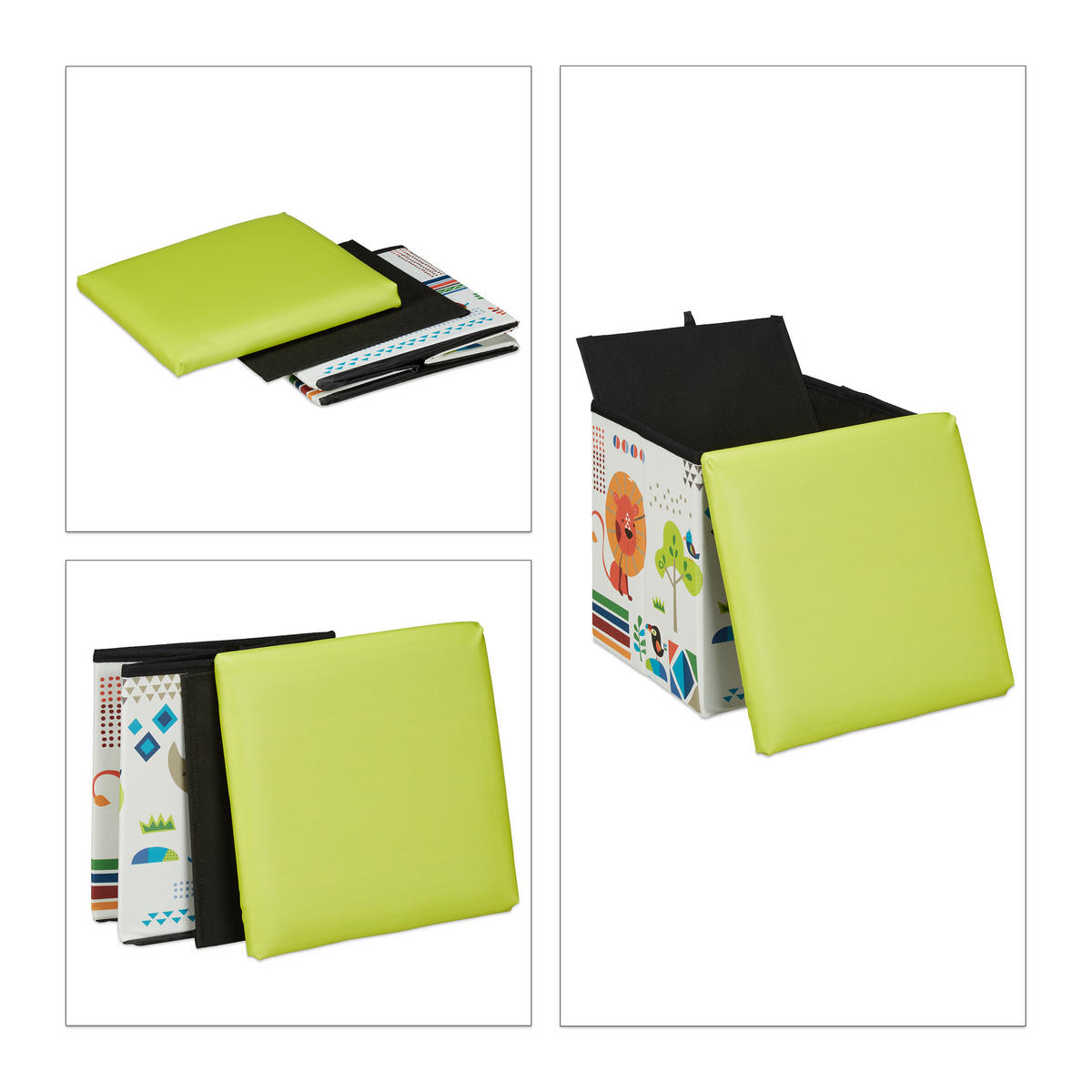 SITZHOCKER - Multicolor, Holzwerkstoff/Kunststoff (31/31/31cm) - Relaxdays