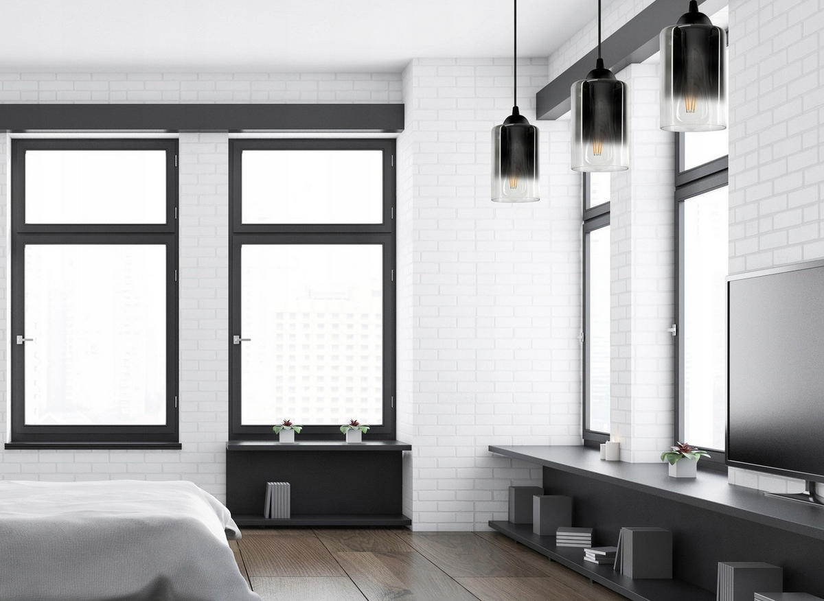 PENDELLEUCHTE GRAF - Transparent/Anthrazit, Glas/Metall (10/10/80cm) - kiki design