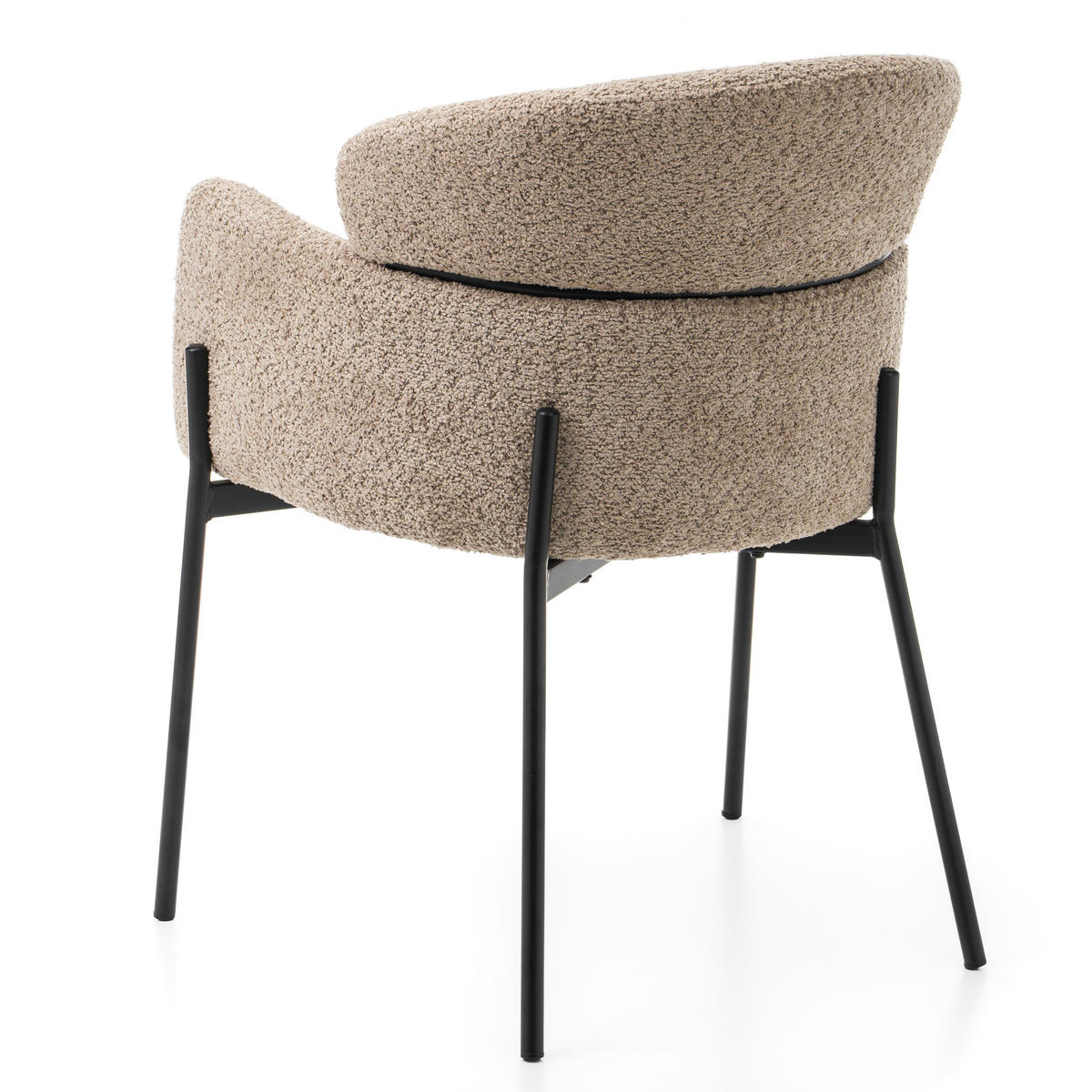 STUHL BOLZANO gepolsterter mit Steppung - dunkelbeige - Boucle - Beige/Schwarz, Textil/Metall (62/80/61cm) - NEW HOME