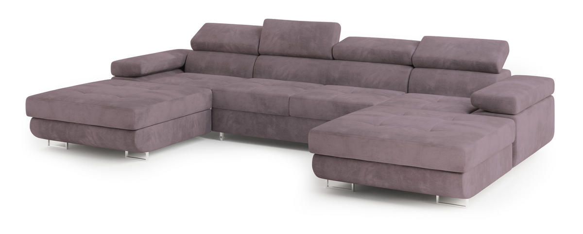 ROHOVÁ SEDAČKA LYKKE šeříková - stříbrná/šeříková, kov/dřevo (353/202cm) - MASSENO