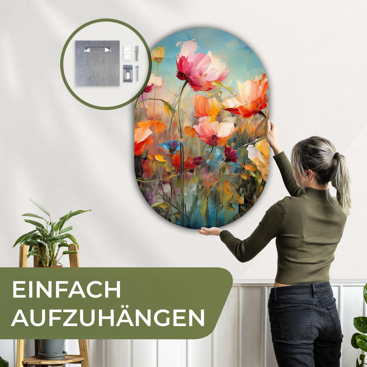 WANDBILD Blumen - Aquarell - Kunst - Botanisch - Natur 80x120 cm - Orange, Kunststoff (80/120cm) - MuchoWow