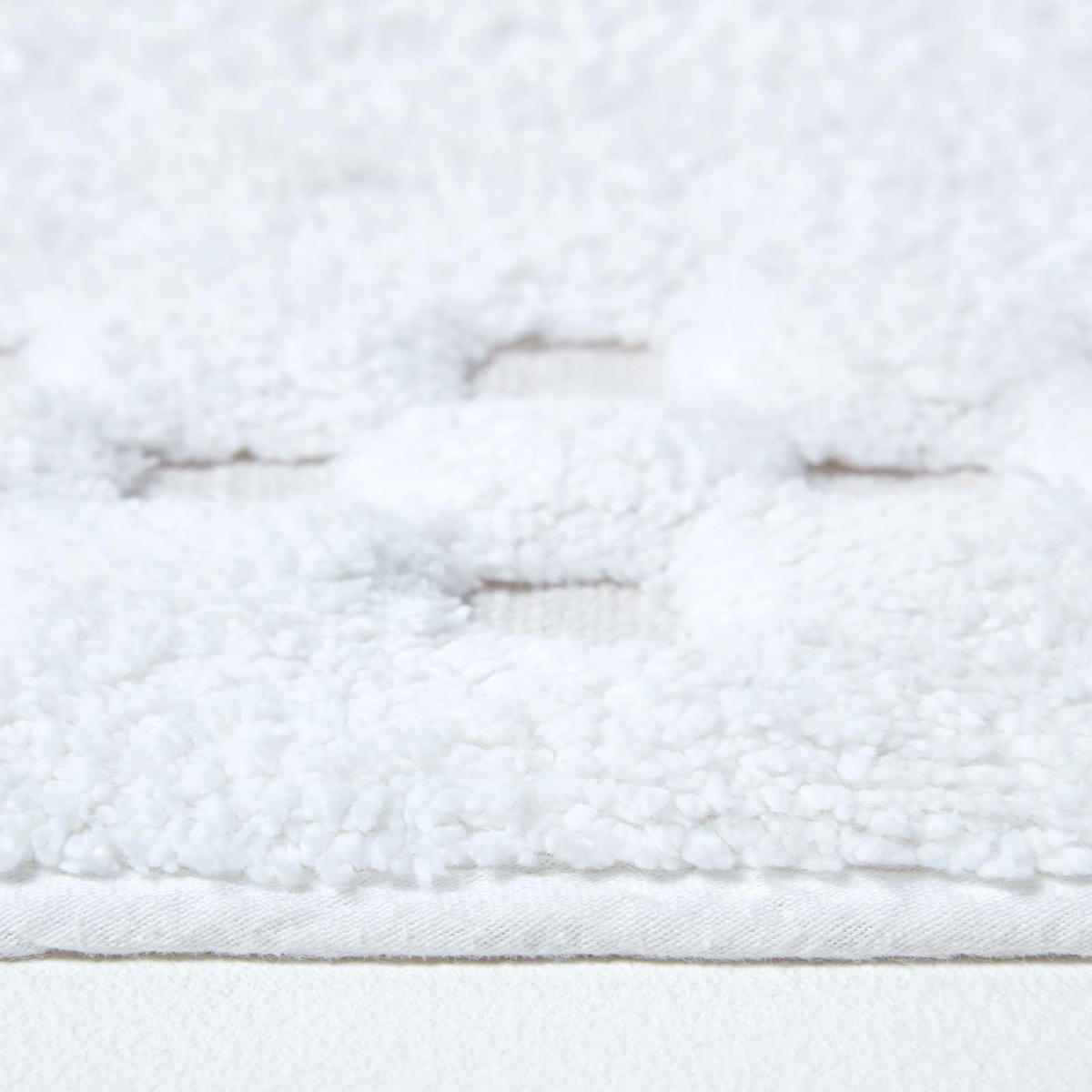 BADEMATTE 45/75 cm Karo-Bordüre, Baumwolle - Weiß, Textil (45/75cm) - Homescapes