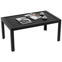 GARTENBEISTELLTISCH DE-14116 rechteckig mit Lattenrost 101x61 cm Schwarz - Schwarz, Metall (101.5/61/46cm) - ComfortXL